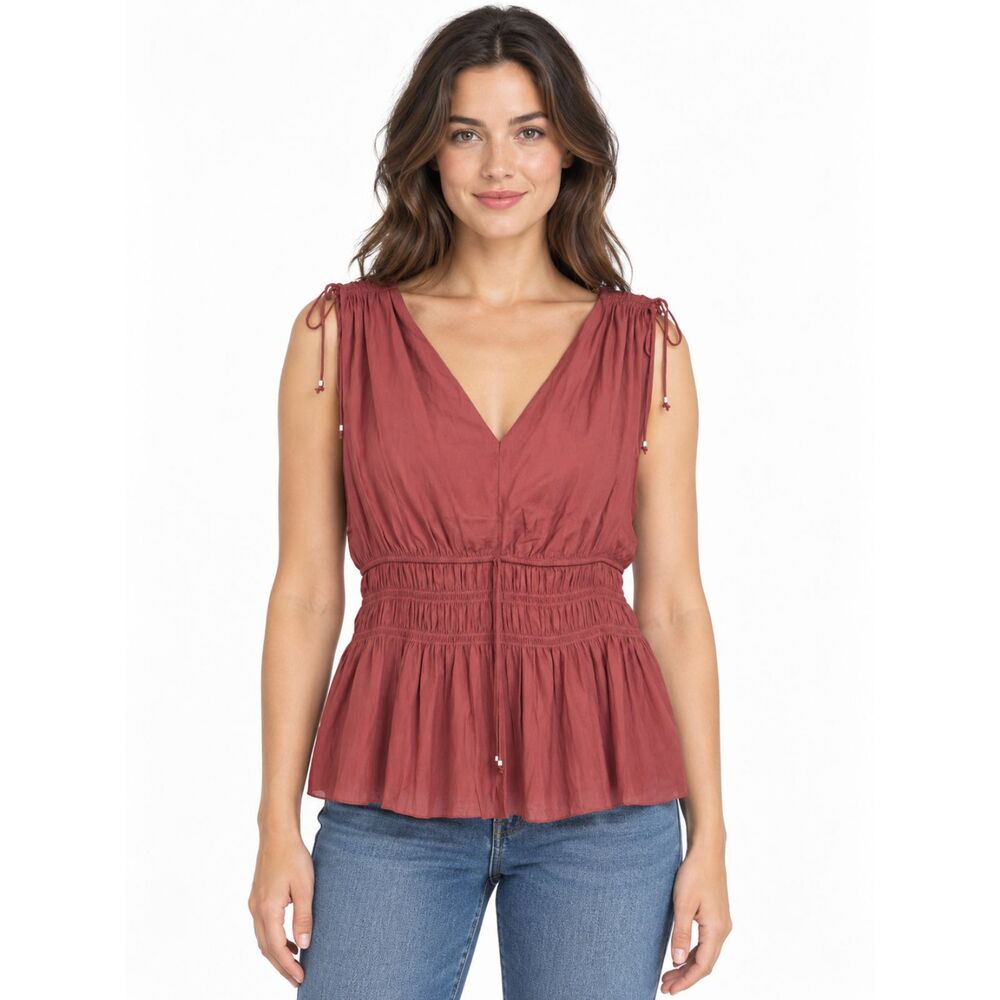 Dolan Smocked Waist Peplum Top XL